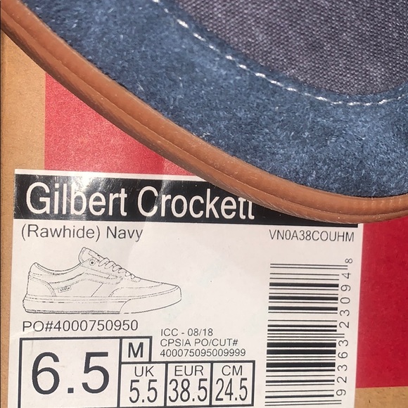 >💟+GILBERT CROCKETT PRO RAWHIDE NAVY SUEDE/CANVAS DENIM BRAND NEW VANS WM size8 - Picture 6 of 15